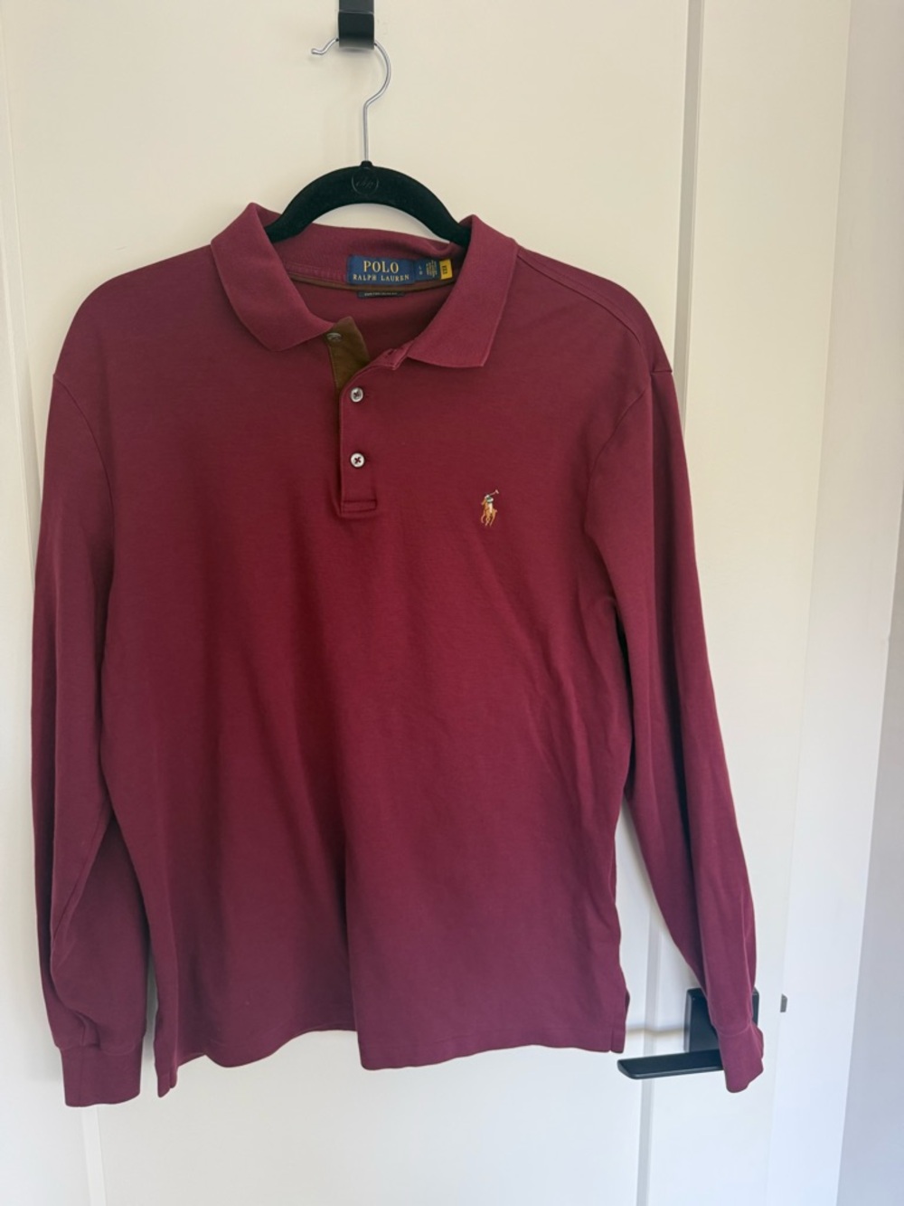 Ralph Lauren Long-Sleeve Polo Shirt - Burgundy with Gold Pony